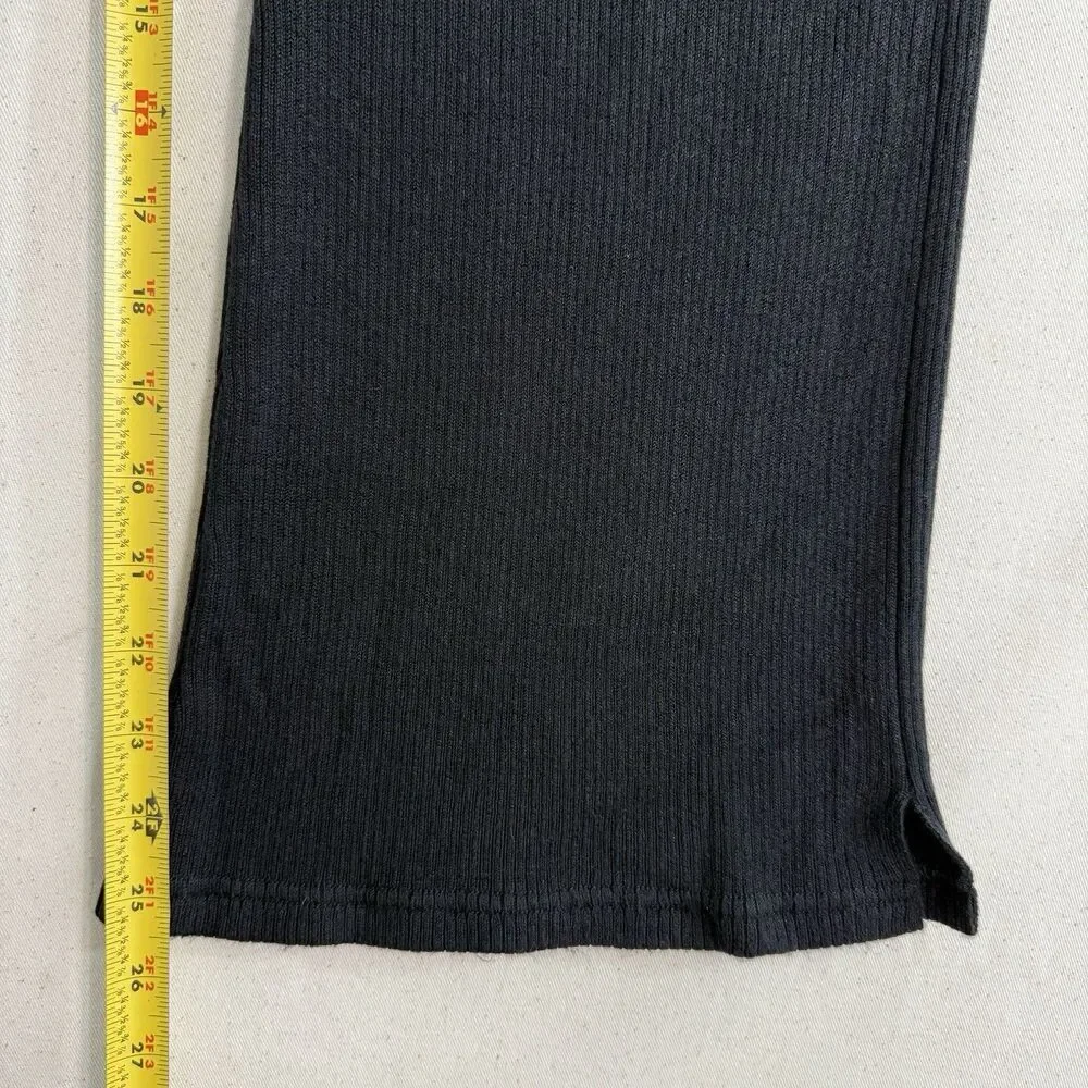 Alo Pants Womens XXSmall Black Ribbed Knit Wide Leg Sweatpants Yoga Casual